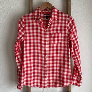 GAP Boyfriend Fit Red & White Gingham Button Down Top sz: XS